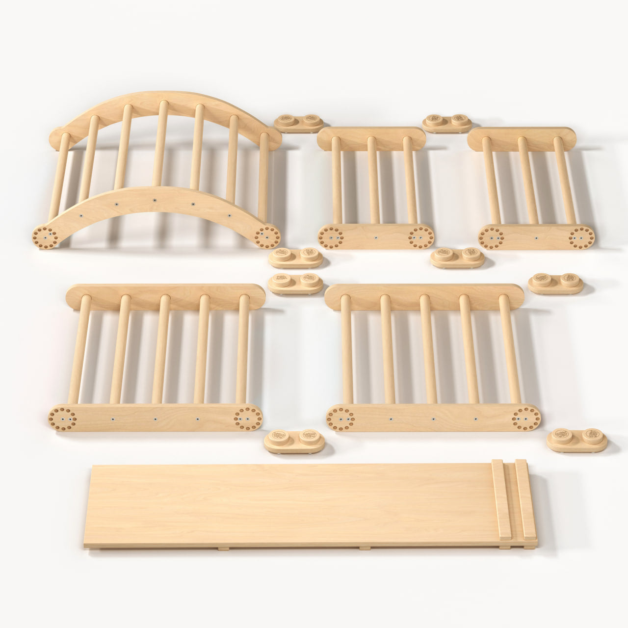 Grand ensemble d’escalade inclinable (set XL avec Rocker + et la planche) - Bois Brut (non verni)