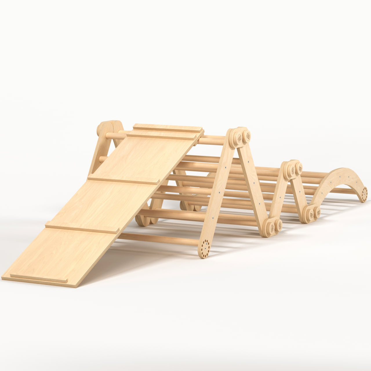 Grand ensemble d’escalade inclinable (set XL avec Rocker + et la planche) - Bois Brut (non verni)