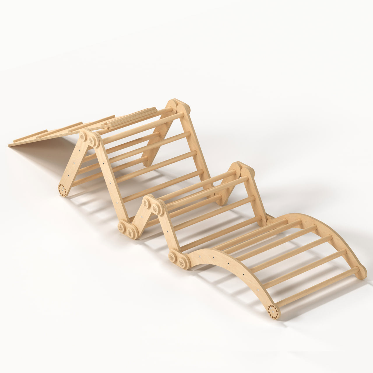 Grand ensemble d’escalade inclinable (set XL avec Rocker + et la planche) - Bois Brut (non verni)
