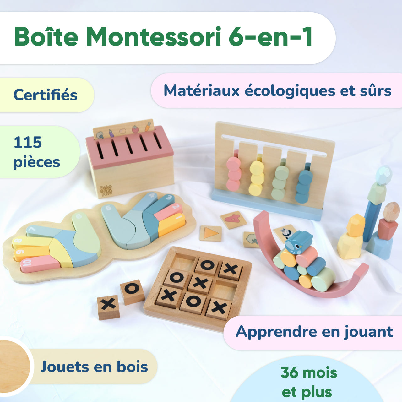 Montessori Jouet Éducatif Frusde Portable Busy Board, Cadeaux pour Enfants - Vert - Autres Jeux créatifs - Achat & prix