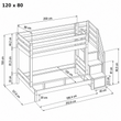 Lit superposé en bois BusyKids HAPPY 3 couchages avec escalier de rangement