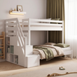 Lit superposé en bois BusyKids HAPPY 3 couchages avec escalier de rangement