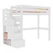 BusyKids LOFTI-MAX Lit mezzanine en bois 90 × 200 cm avec escalier de rangement